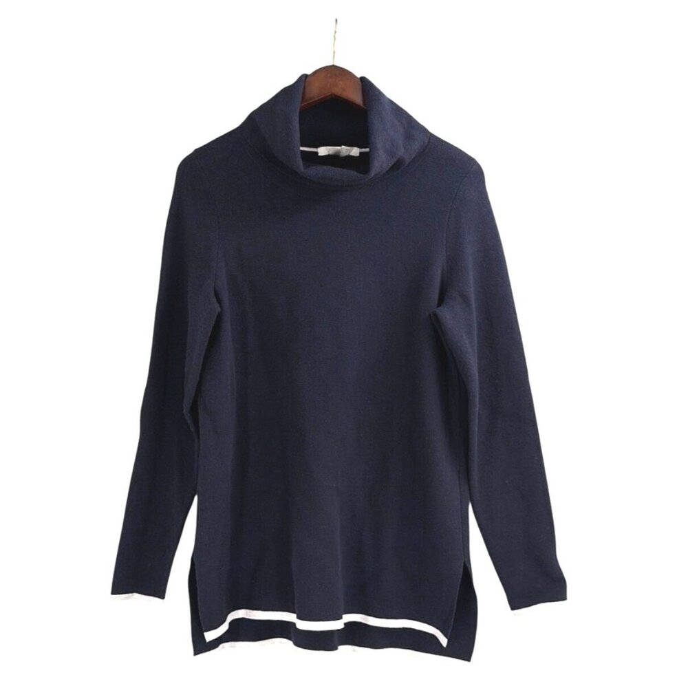 Boden Womens 10 Knit Pullover Turtleneck Sweater Navy Nautical Classic Chic